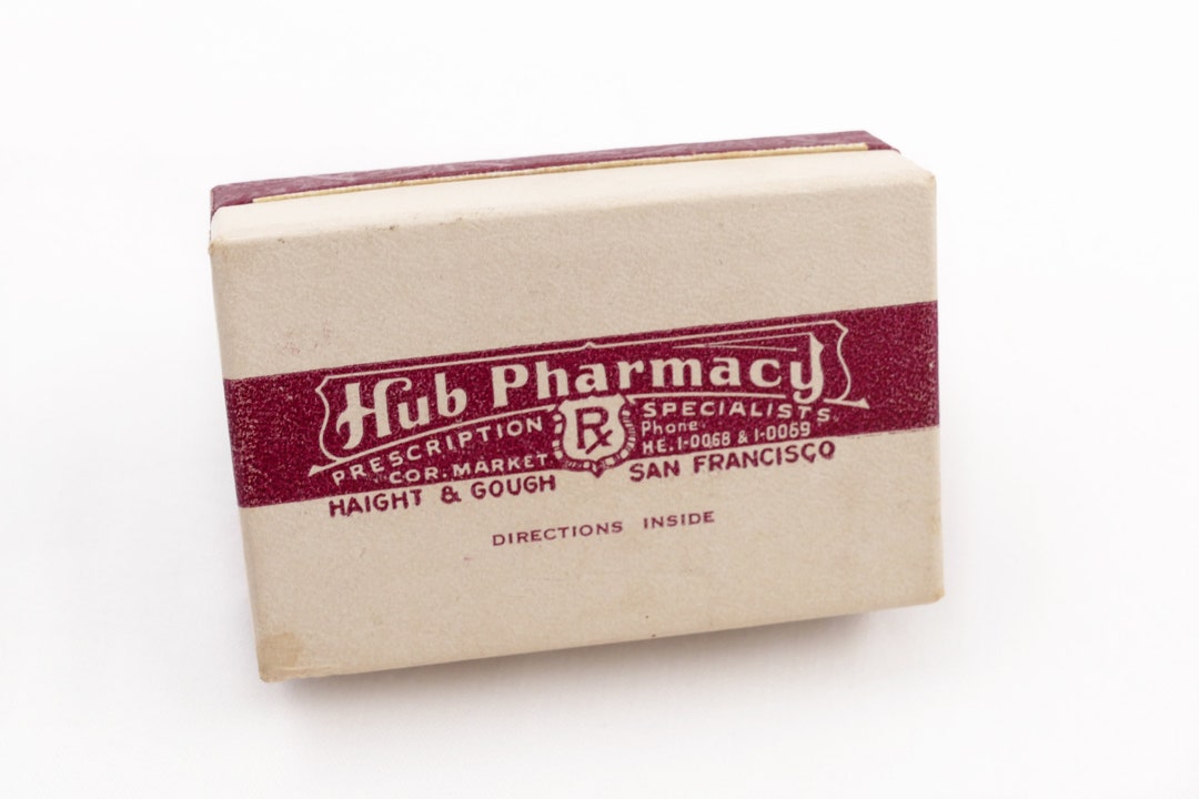 Antique 1940s Hub Pharmacy Pill Box Drug Store Prescription Etsy