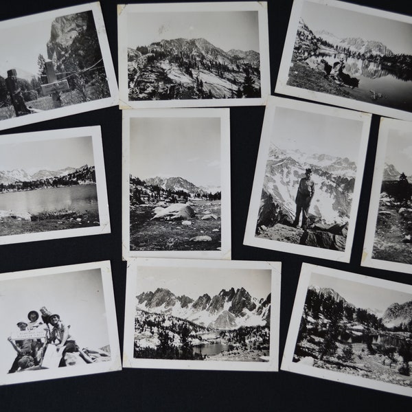 Lot of 21 Vintage 1940's Fresno Valley California Travel Photographs - Original Black & White Snapshots - Mountains Lake Valley Scenery