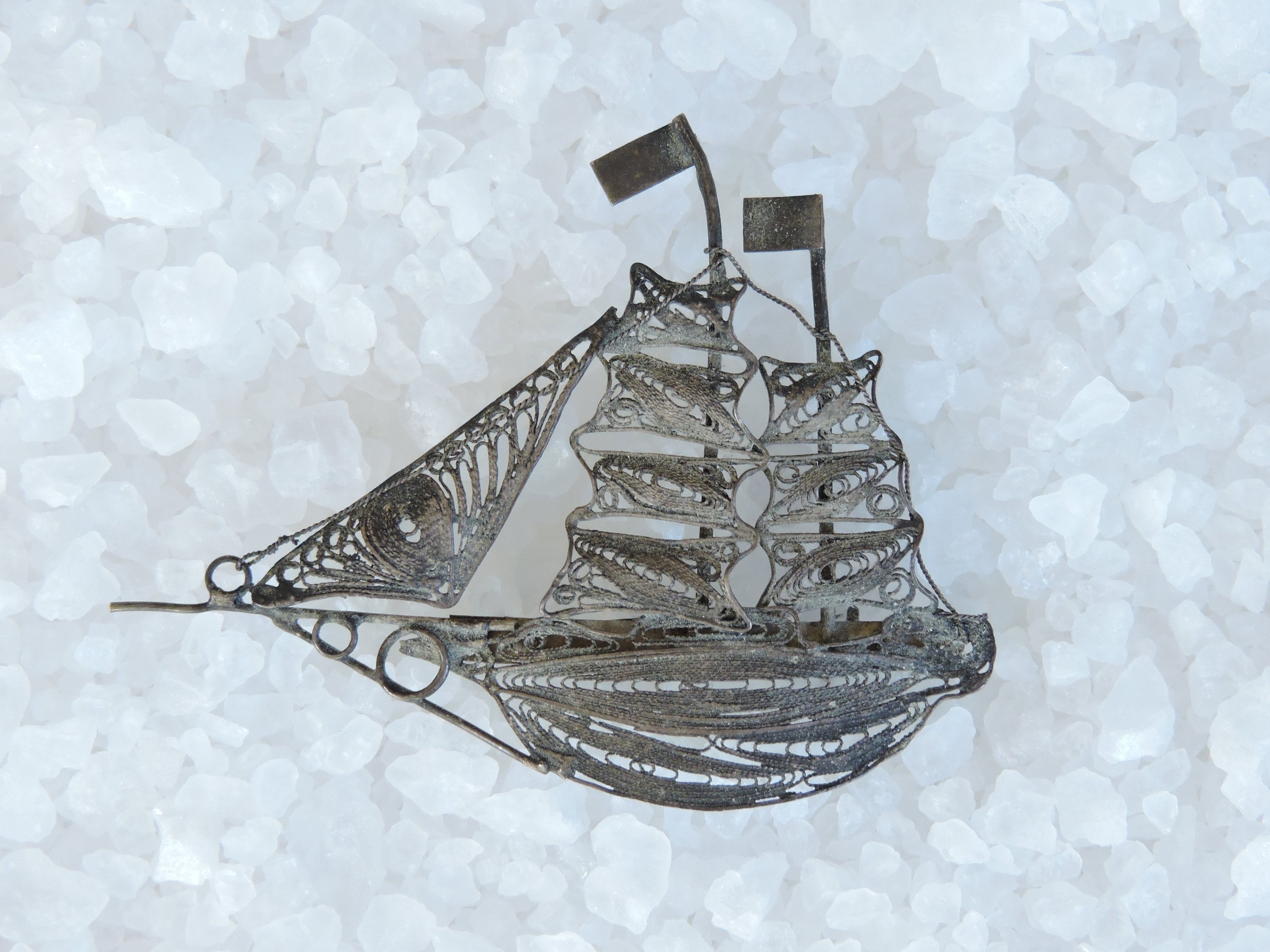 銀製 置物 985 STERLING SILVER 刻印 関 武比古 ヨット 帆船
