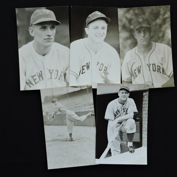 Lot of 5 Vintage New York Giants Baseball Photo Postcards - Vintage 1970's Jim Rowe Photo Postcards