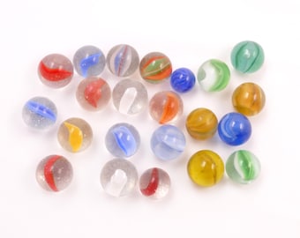 Lot of 22 Vintage Cat's Eye Marbles - Peltier Bananas, Cross Throughs, Hybrids, and More