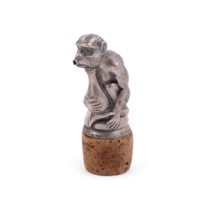 Antique German Nickel Silver Monkey Liquor Bottle Stopper Pourer - Figural Cork Bottle Stopper - Made in Germany Alpaca Silver