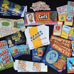 Vintage Lot of 390+ Original Fruit, Vegetable, Cigar, and Broom Labels - Bulk Lot of New Old Stock Can & Crate Labels - Paper Ephemera