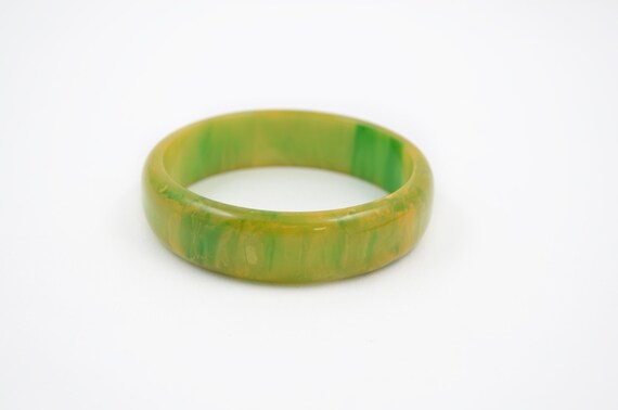 Vintage Yellow Green Marbleized Swirl Bakelite Ba… - image 7