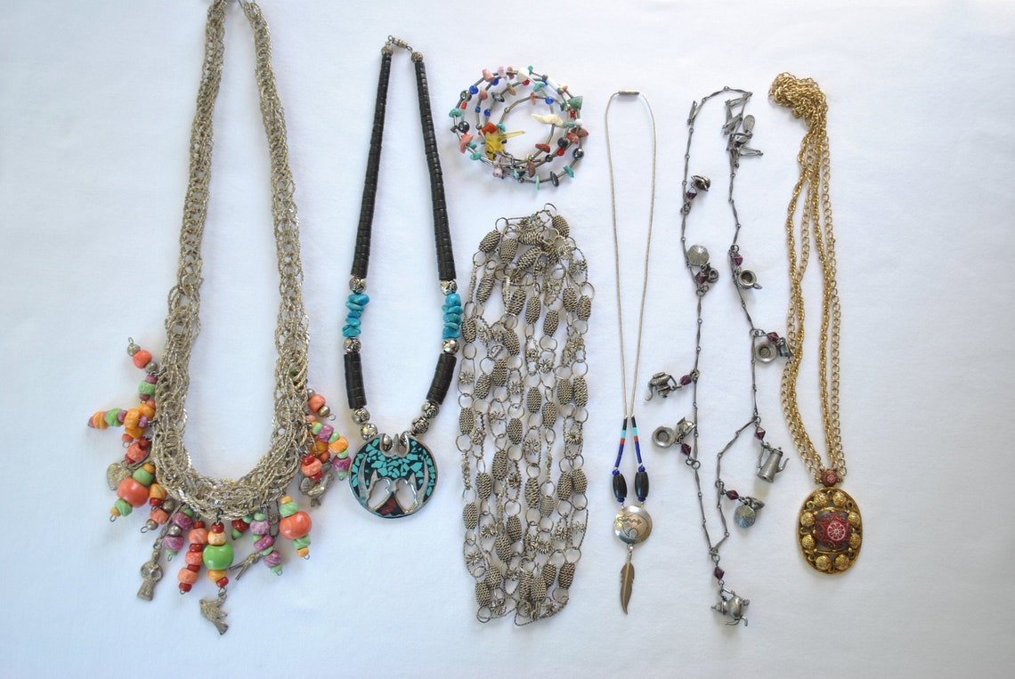 Vintage Bulk Lot of 7 Pieces Unique Costume Jewelry Necklaces Etsy
