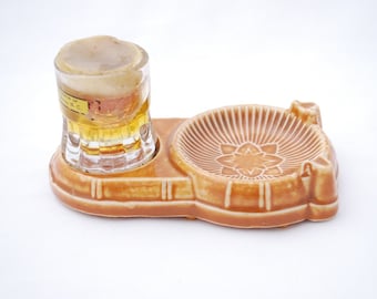 Vintage New Bern North Carolina Beer Stein Ashtray Souvenir - 1960's - Ceramic and Glass