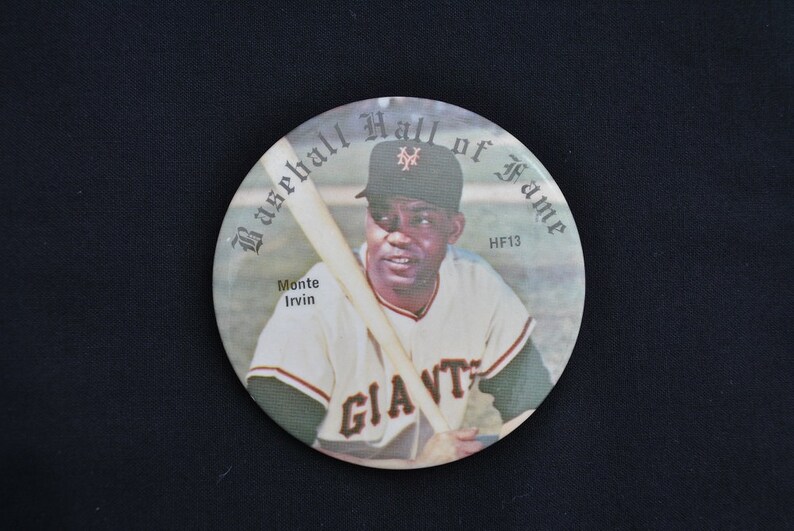 Large 3 Photo Badge Major League Baseball Souvenir Pin Vintage 1978 Monte Irvin San Francisco Giants Hall of Fame Pinback Button