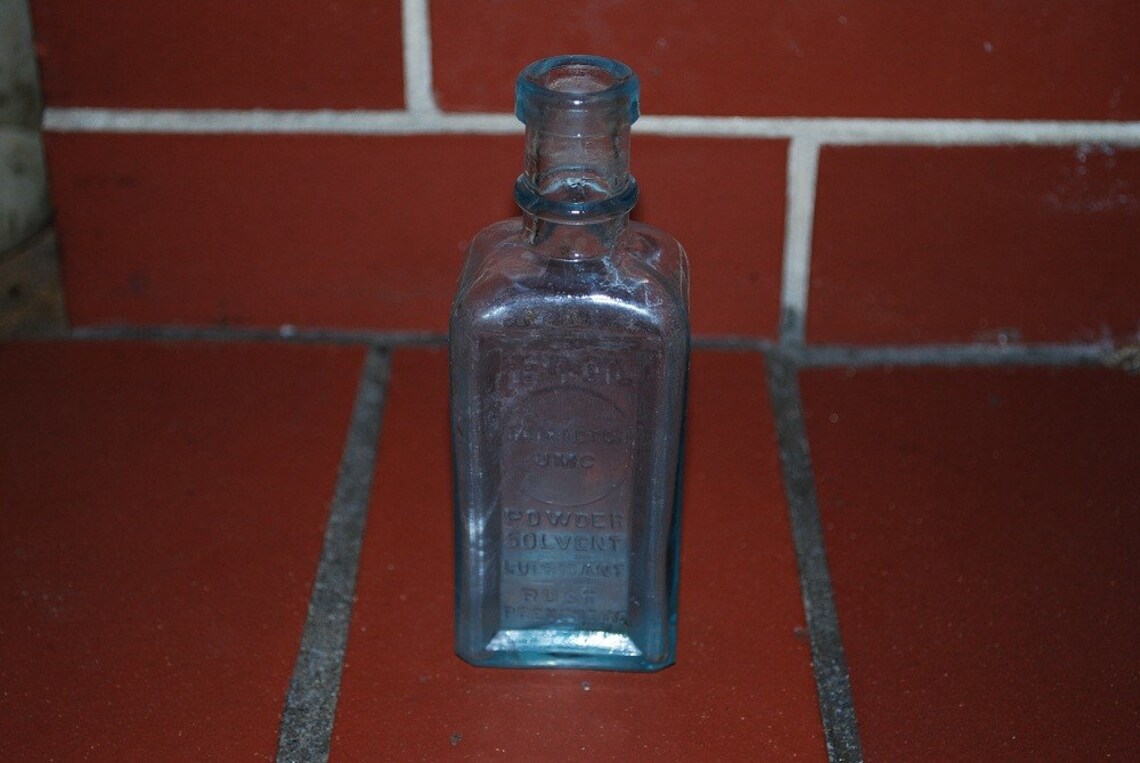 Antique Remington Rem Oil Glass Bottle RARE Etsy