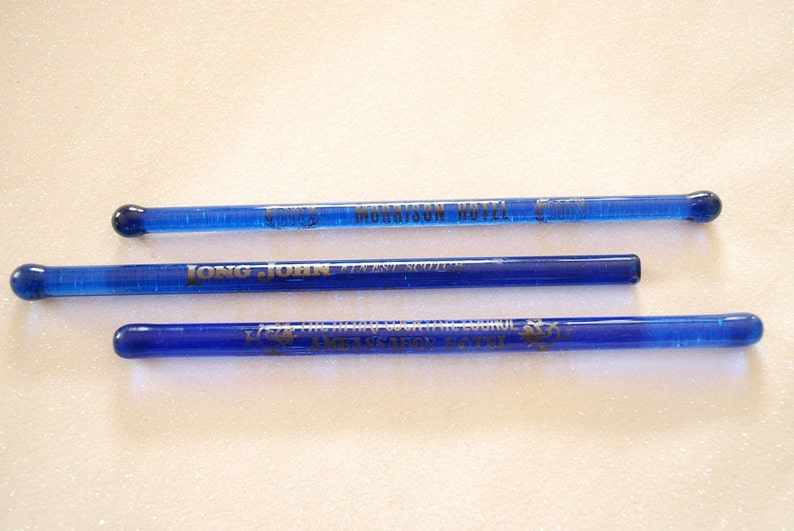 Vintage Cobalt Blue Glass Swizzle Sticks 1950's Cocktail Etsy