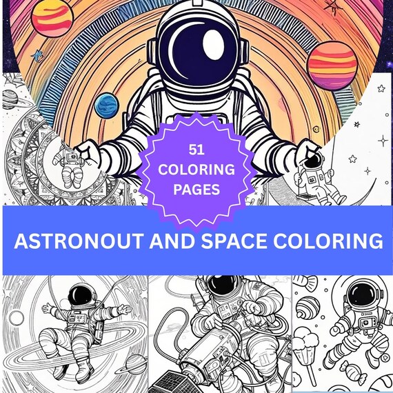 Astronaut & Space Coloring Book for Kids | 51 Pages Printable PDF | Digital Download