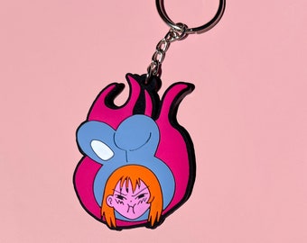 Angry Bunny Girl Rubber Keychain