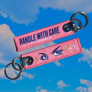 Handle With Care, I'm Fragile Keychain - Pink