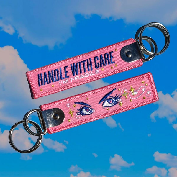 Handle With Care, I'm Fragile Keychain - Pink