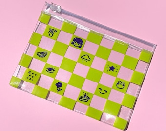Happy Checker Clear Zip Pouch