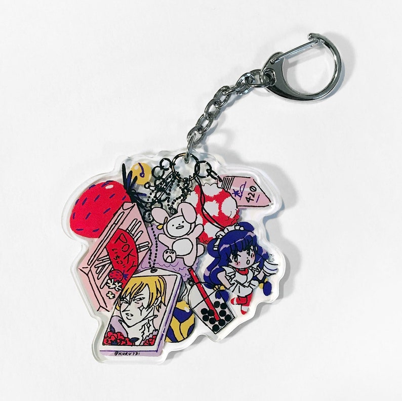Cute Anime Stuff Charms Charm Acrylic Keychain Etsy