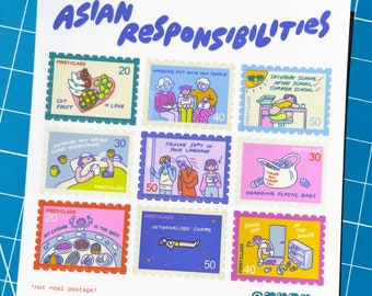 Asian Responsibilities Stamp Sticker Sheet