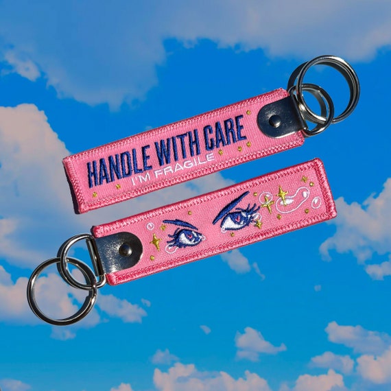Handle With Care, I&#39;m Fragile (Embroidered Keychain/Flight Tag)