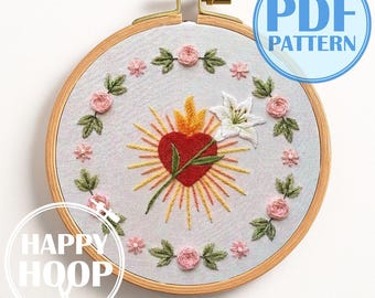 Cuore Casto di San Giuseppe. Ricamo cristiano, Schema per ricamo a mano in formato PDF