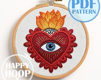 Sacro Cuore. Ricamo cristiano, schema di ricamo a mano in PDF
