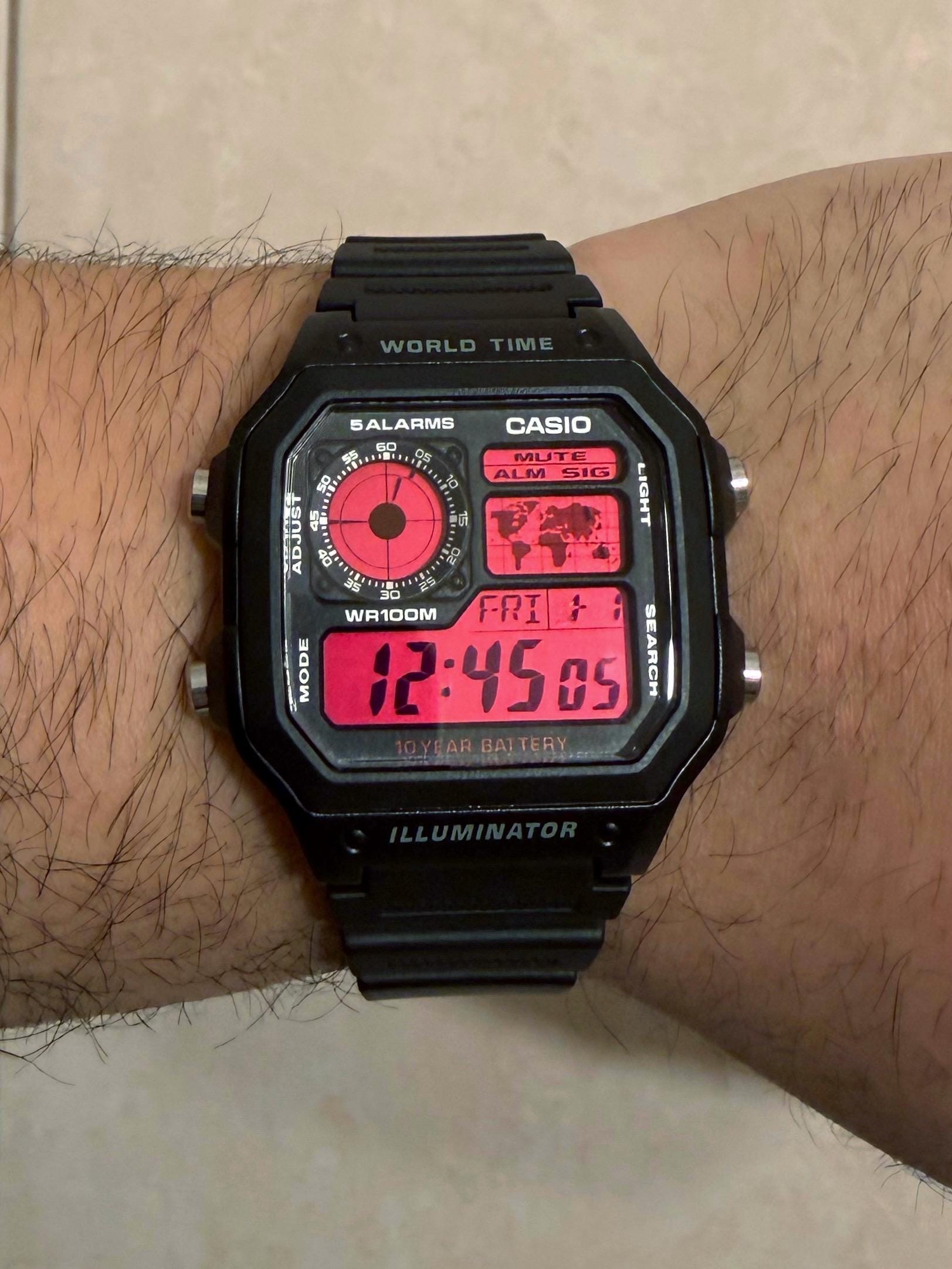 Casio AE1200WH – Custom Mod (pink Filter and White Leds) - Etsy