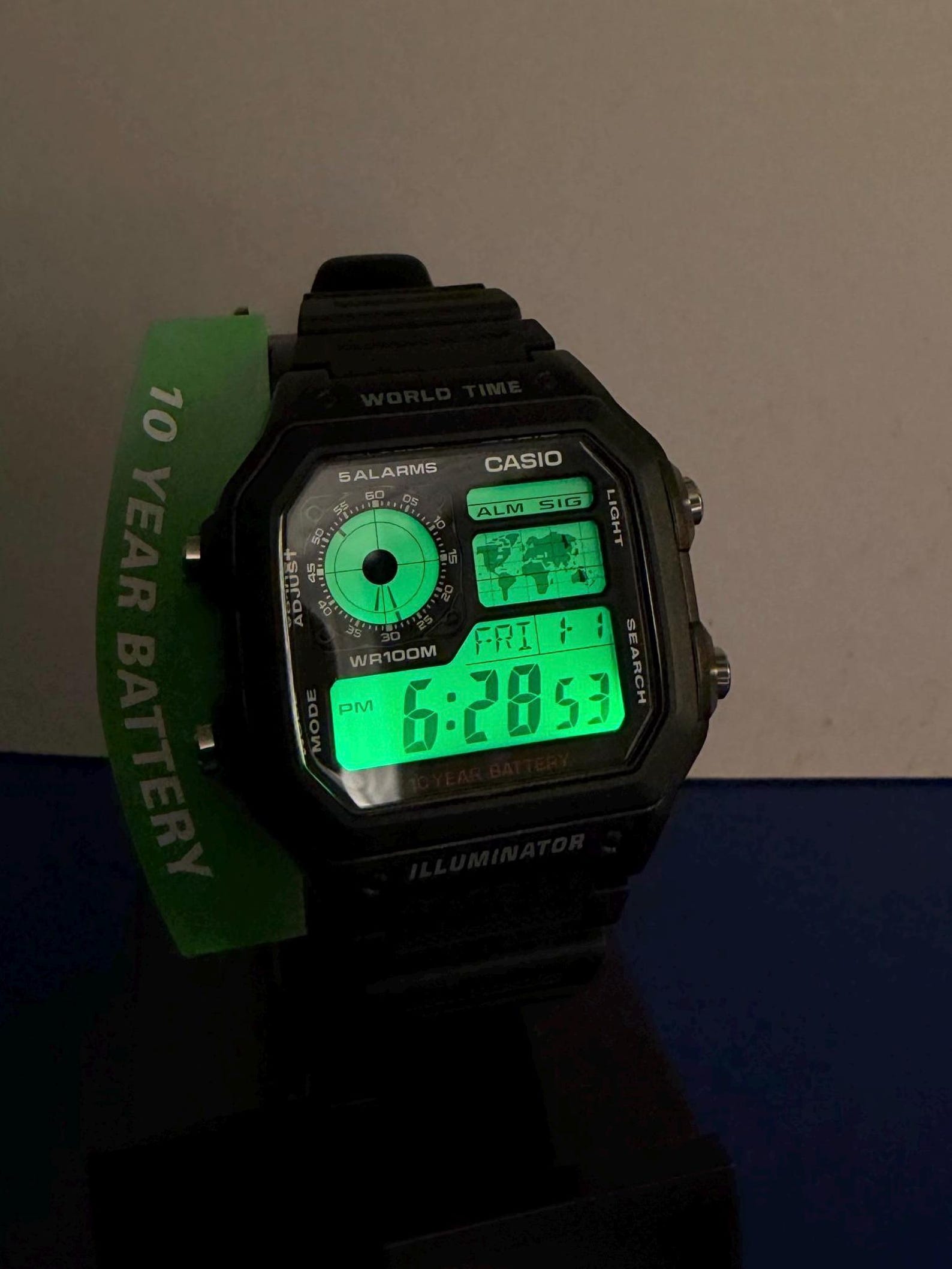 Casio AE1200WH – Custom Mod (green Leds) - Etsy