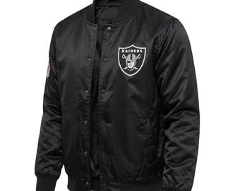 Las Vegas Letterman Baseball Varsity Jacket |Oakland Raider's Satin Bomber Black Atheistic Handmade Raiders Jacket For Men