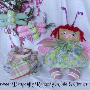 Dragonfly Raggedy Annie Cloth Doll Ornie ePatterns Instant Downloads image 1