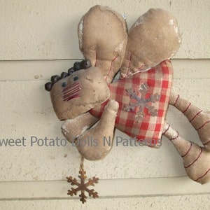 Primitive Flying Gingerbread Fairy Doll ePattern Ornament Ornie Instant Download image 1