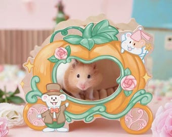Fantasy Pumpkin Carriage Wooden Hamster Hide