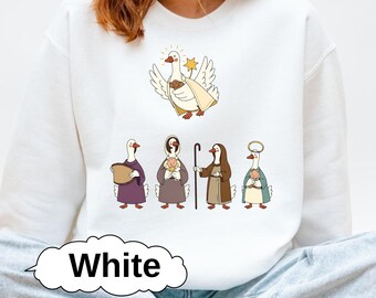 Koszulka z napisem „Jezus cię kocha”, uroczy, chrześcijański, zabawny t-shirt z motywem gęsi, zabawna koszulka z motywem wiary, przytulny prezent religijny