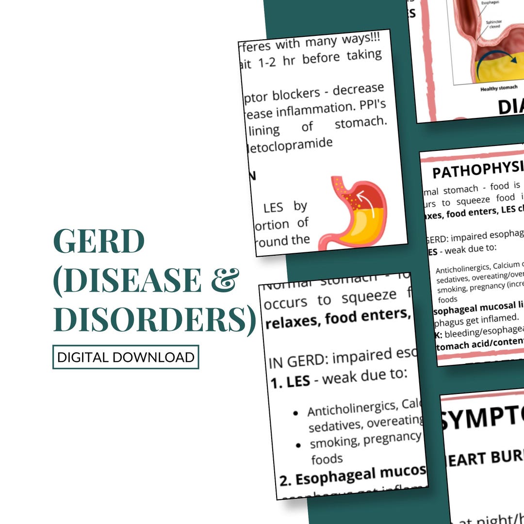GERD (disease & Disorders) | Nurse Study Note Guide | NCLEX Prep Sheet ...