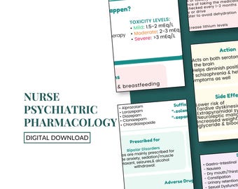 Nurse Psychiatric Pharmacology | Nursing Study Guide Notes | PDF Digital Download | Printable