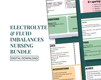 Electrolyte & Fluid Imbalances Nursing Bundle | Nurse Study Note Guide | 7-page NCLEX prep sheet | Instant Digital Download PDF Printable