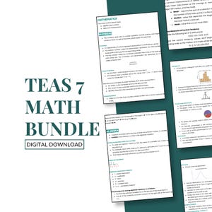 TEAS Math Bundle | Exam Study Guide Notes | 59 Pages | PDF Digital Download | Printable | I Got 90% On My TEAS | Guaranteed 90
