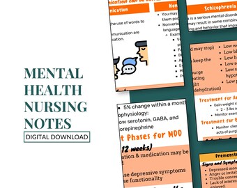 Mental Health Nurse Notes | 11 Pages | Nurse | Study Notes  | Nursing School | Nursing Mental Health Study Guide | Digital Download