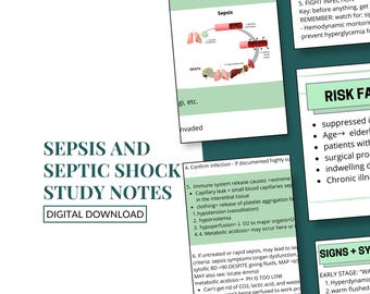 Resumo sobre Sepse e Choque Séptico | Guia de Estudo para Enfermagem | Preparação para o NCLEX | Download Digital Instantâneo em PDF para Impressão