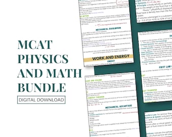 MCAT Physics and Math Complete Bundle | Nursing Guide | Medical Exam | Admission College | Study Note | Med Student | Elements | Lecture
