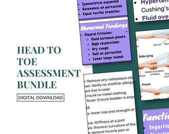 Head to Toe Bundle | 9 pages | Nursing School | NCLEX Notes | Nursing Students | Head to Toe Assessment Guide | Nursing Assessment Guide