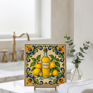 Sicilian Limoncello Ceramic Tile, Italian Kitchen Backsplash, Mediterranean Wall Decor