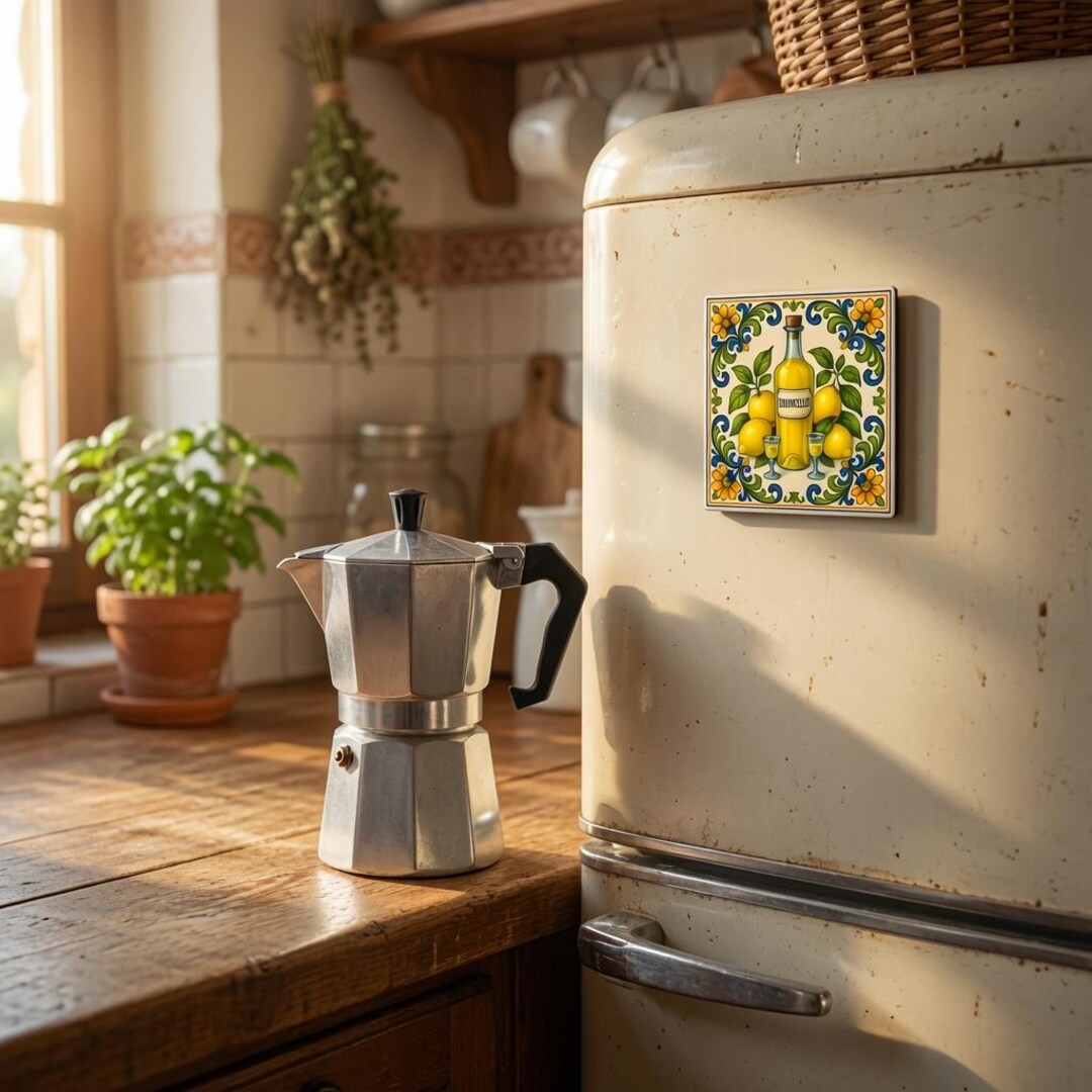 Limoncello NAPOLI マグネット 置物 Limoncello Bottle Porcelain Magnet - Italian Lemon Gift, Maiolica