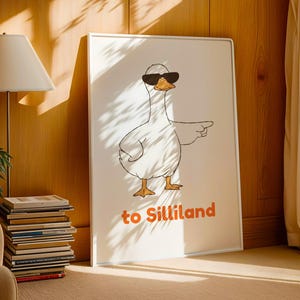 Stampa di un'oca, meme di un uccello con occhiali da sole, decorazione stravagante con umorismo animale (download digitale)