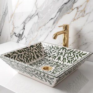Unique Handmade Rectangular Sink Ceramic Bathroom or Kitchen Basin Modern