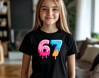 Six Seven Donut Ice Cream Youth Shirt, Funny Number Tee, Cloth for Kids