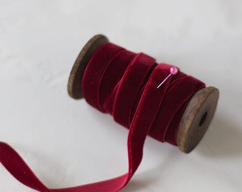 Burgundy Red Velvet Ribbon • 1/8" • 1/4" • 3/8" • 5/8" • 3/4"