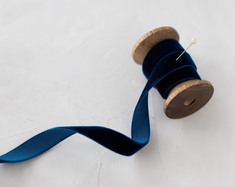 Marine Blue Japanese Rayon Velvet Ribbon • 1/8" • 1/4" • 3/8" • 1/2" • 3/4" • 1"