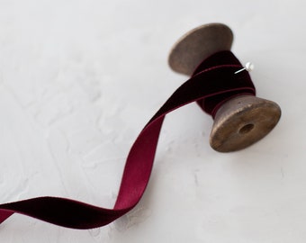 Burgundy Red Japanese Rayon Velvet Satin Ribbon • 1/4" • 3/8" • 1/2" • 3/4" • 1" • 1.5" • 2"