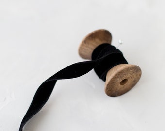 Black Double-Faced Japanese Rayon Velvet Ribbon • 1/8" • 1/4" • 3/8" • 1/2" • 3/4" • 1" • 1.5" • 1-7/8" • 3"