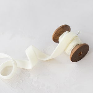 Buttercream Rayon Velvet Ribbon: Single-Faced, Japanese • 1/8&quot; • 1/4&quot; • 3/8&quot; • 1/2&quot; • 3/4&quot; • 1&quot;