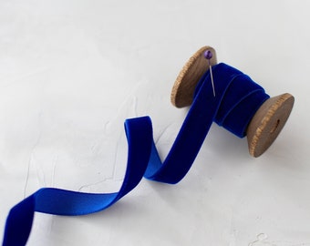 Electric Blue Japanese Rayon Velvet Ribbon • 1/8" • 1/4" • 3/8" • 1/2" • 3/4" • 1"