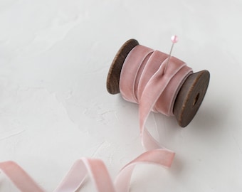 Dusty Rose Pink Velvet Ribbon • 1/8" • 3/8"